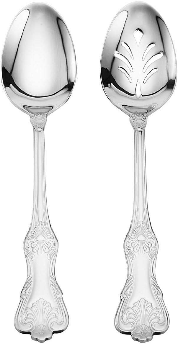 Wallace Hotel 77-Piece Flatware Set, 18/10 Stainless Steel Silverware Set for 12 with Filigree Handles, Dishwasher Safe Cutlery Set for Formal Dining
