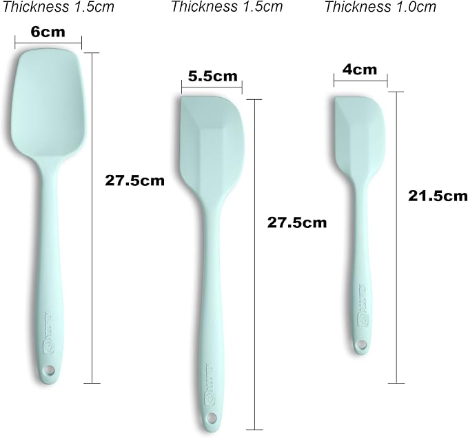 3-Piece Silicone Spatula Set, 600°F Heat Resistant, Macaron Navy | Stainless Steel Core, Silicone Rubber Spatulas for Nonstick Pans, Spatula, Spoonula and Mini Spatula for Cooking and Baking
