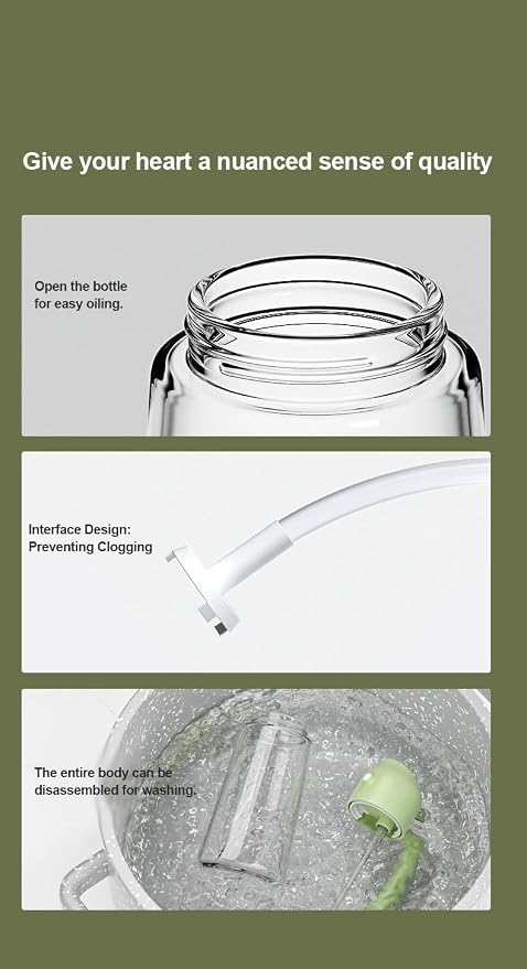 Glass Olive Oil Sprayer 16oz/470ml – 2-in-1 Oil Dispenser & Spray Bottle for Cooking, Portion Control, Salad, Air Fryer, BBQ – Leak-Proof, Fine Mist Bottle with 6 Decorative Labels (Green)