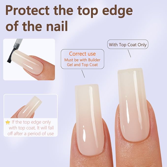 Misssix White Ombre Press on Nails, 150Pcs Long Square Gel Fake Nails | Gradient No Need to File Tips Pre-lasting, Fake Nails for Nail Art DIY 15 Sizes