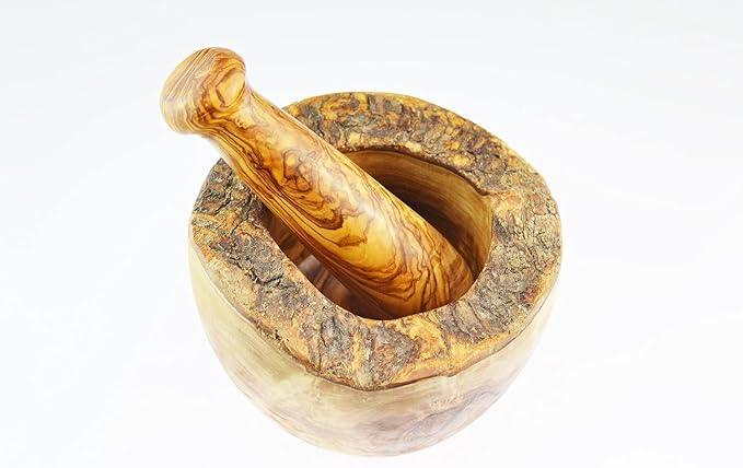 Olive Wood Rustic Mortar and Pestle