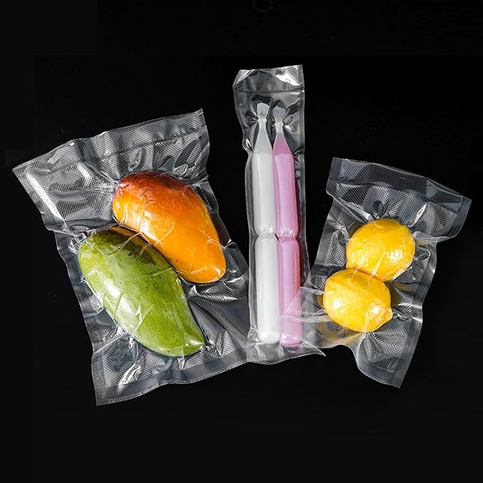 FERENLI 100 Pieces 1.57x9.84 inch (Usable Size 1.18x9.65 inch) Vacuum Sealer Bags for Food Storage Open Top Clear Plastic Flat Pouches Bulk Food Packaging Bags with Tear Notch