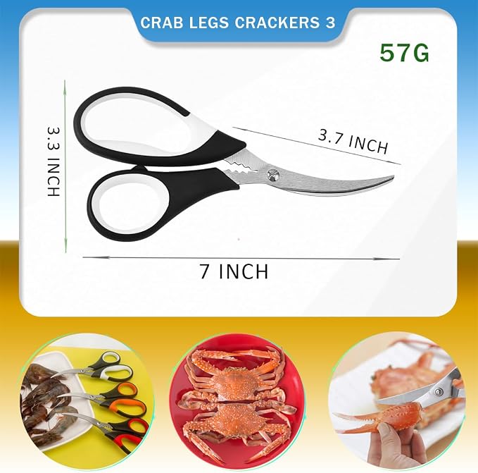 Kitchen Aid Poultry & Seafood Shears - All-Purpose Stainless Steel Scissors Pack of 2 for Crab Legs, Chicken Bones & Shrimp