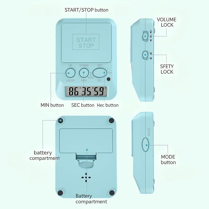 Large LCD Digital Timer with 9999 Days Countdown for Kitchen Gym Work Area Day Hour Second Timer