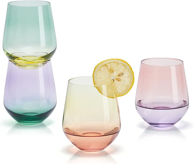 Mikasa Chroma Set of 4 Stemless Wine Glasses, 13 Ounce