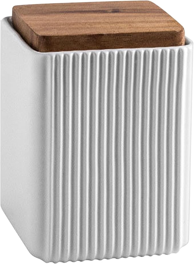 Ceramic Storage Jars Modern Airtight Coffee Canisters With Lid (White,Small size,13cm*10cm)