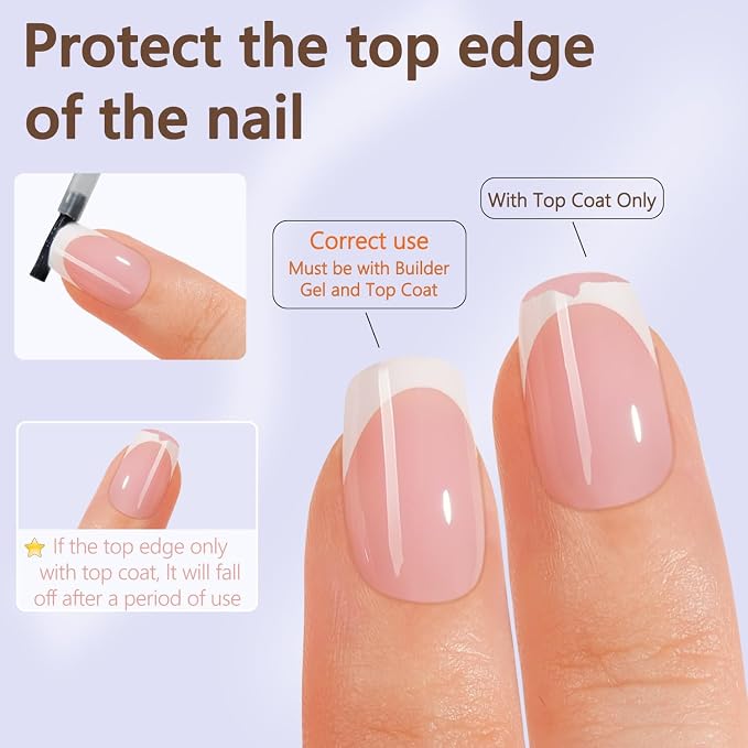 Misssix 150Pcs French Tip Press on Nails Short Square Pink Gel Fake Nails | No Need to File 3 in 1 Tips Pre-lasting, Fake Nails for Nail Art DIY 15 Sizes