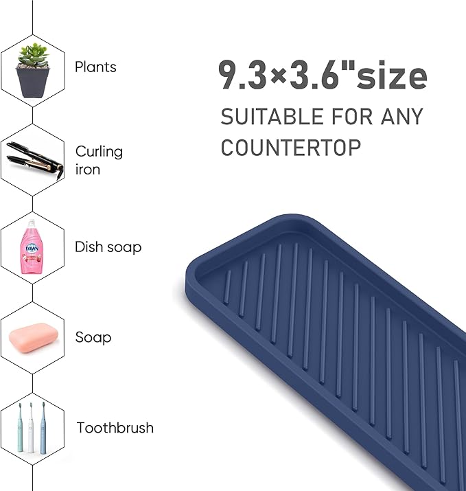 EG-SIPRO Silicone Sink Organizer Tray, 2-Pack, SASA Color, Unisex | Silicone Soap/Sink/Drip Tray, Kitchen Sink Organizer, Small Mats for Counter, Soap Dish Tray, Dishwashing Accessories