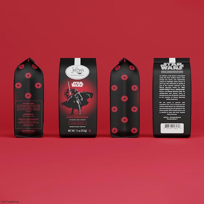 Joffrey's Coffee - STAR WARS™ Dark Side Blend, STAR WARS Licensed Coffee Collection, Artisan Dark Roast, Strong & Smooth Taste, Brew or French Press (Whole Bean, 11oz)