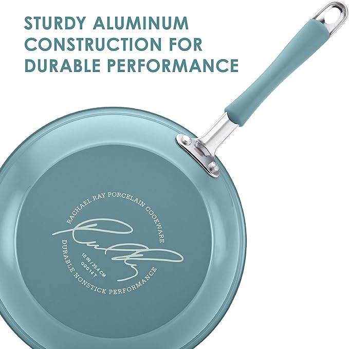 Rachael Ray Cucina Nonstick Frying Pan Set / Fry Pan Set / Skillet Set - 9.25 Inch and 11 Inch, Blue