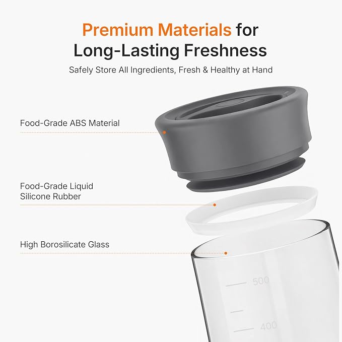 2-Pack 17oz Glass Jar with Airtight Lid, Twist-to-Lock Freshness, Easy Open | Wide Mouth Food Canisters with Silicone Ring, Easy Clean, Clear Borosilicate Jar for Coffee Grounds, Creamer, Candy, Sugar