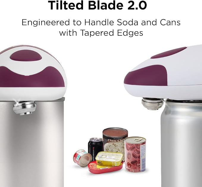 Kitchen Mama Auto 2.0 Electric Can Opener, Burgendy Mist | Refined Blade, Automatic Hands Free, Smooth Edge, Food-Safe, Battery Operated