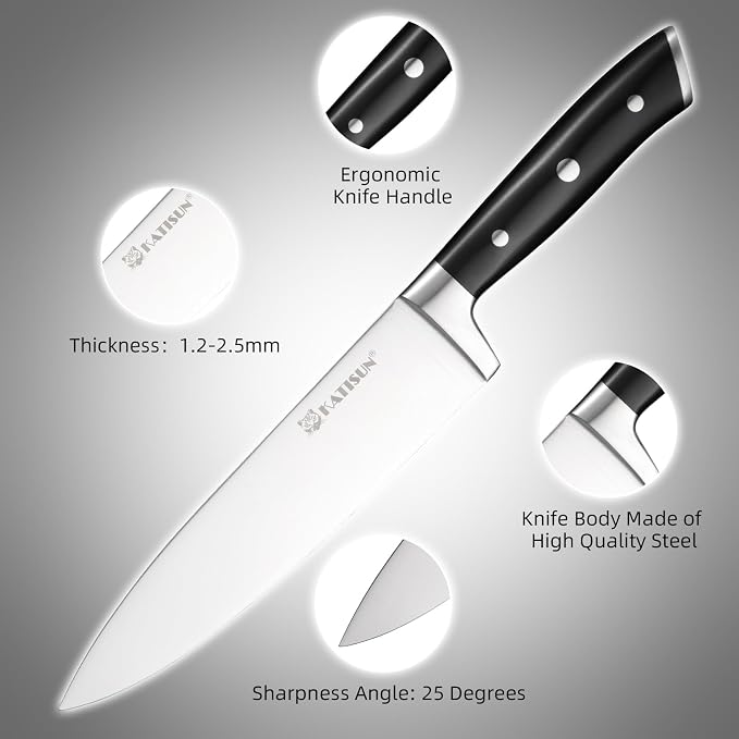 15-Piece German Steel Kitchen Knife Set with Block | ABS Ergonomic Handles For Chopping & Slicing. Includes Shears & Durable Storage Base
