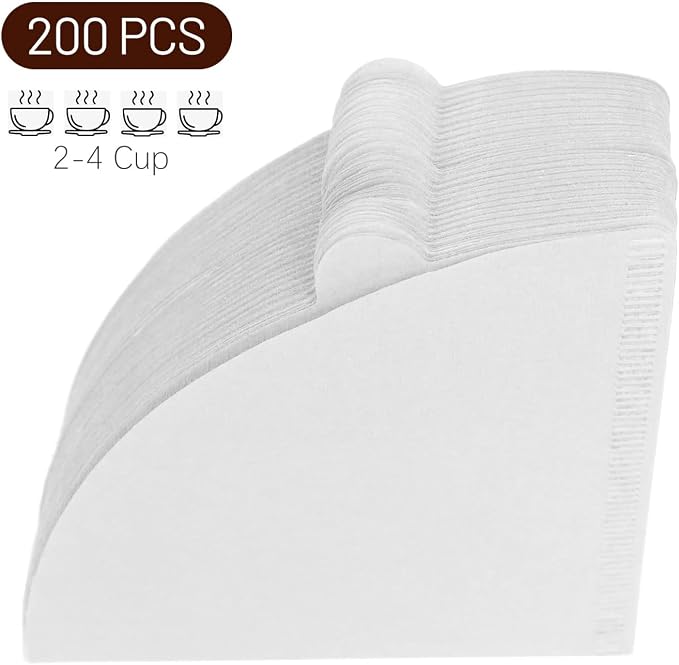 Clinuse Cone Coffee Filters #2, 200 Count White Size 02 Coffee Filter, Disposable Natural Paper Filters 2-4 Cup, 02 Cone Filters for Pour Over and Drip Coffee Maker
