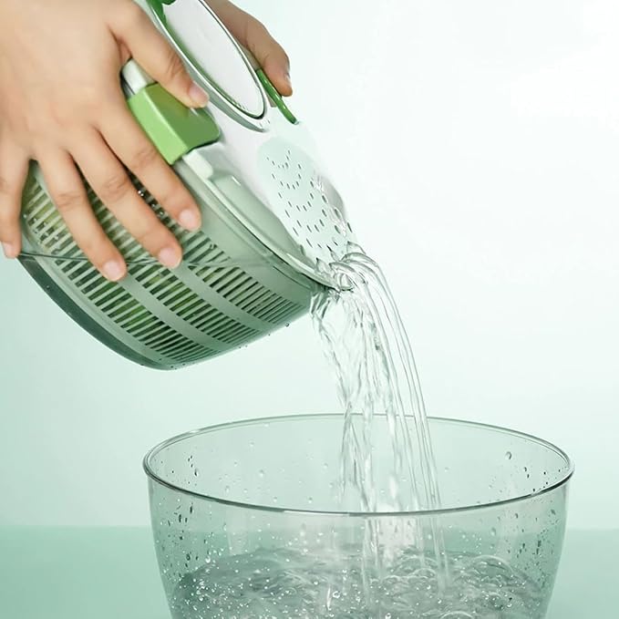 Collapsible Salad Spinner, 4L Hand Crank Vegetable Dryer with BPA-Free | BPA-free 4L capacity | Fits most standard sinks | Dishwasher-safe removable basket | Collapsible to 1/3 size