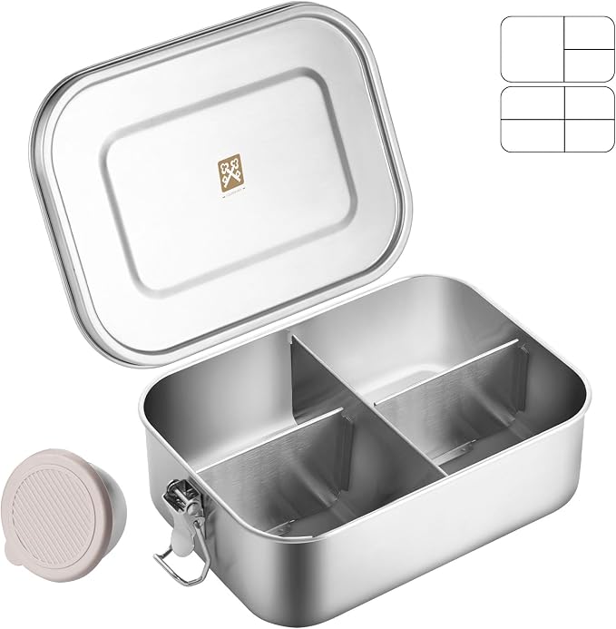 GOLDEN KEY 40oz Stainless Steel Bento Box for Kids & Adults,1200ml Leak-Proof Metal Lunch Container with Lockable Clips, BPA-Free Food Storage for School, Travel & Work, Dishwasher Safe