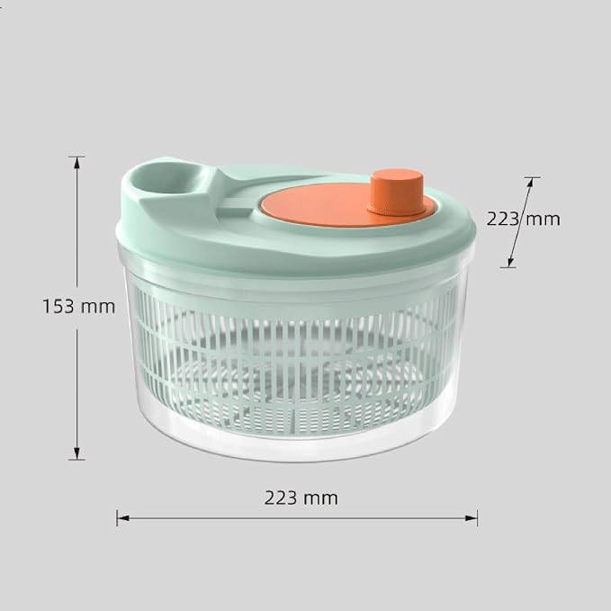 3L Salad Spinner, Manual Vegetable Washer & Fruit Dryer with Drainage Holes, Food Grade Plastic, Rotatable Kitchen Tool for Lettuce, Herbs, Greens Light Green