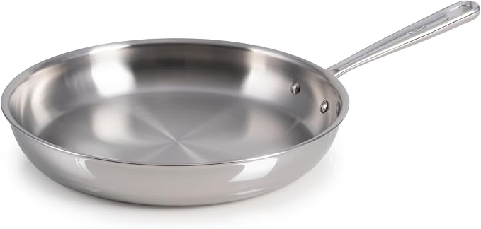 T-Fal Pro Tri-Ply Fry Pan, Stainless Steel Pan 12 inch, Induction Cookware, Oven Safe 500F, Fast & Even Heat, Professional Quality & Durability, Skillet, Cookware, Silver