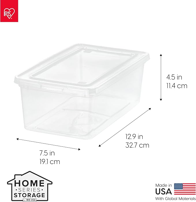 IRIS USA 20-Pack 6 Qt Storage Bins with Lids, Clear, Stackable | Ideal for shoes, crafts, office supplies and pantry items, nestable design, transparent design makes contents easy to find