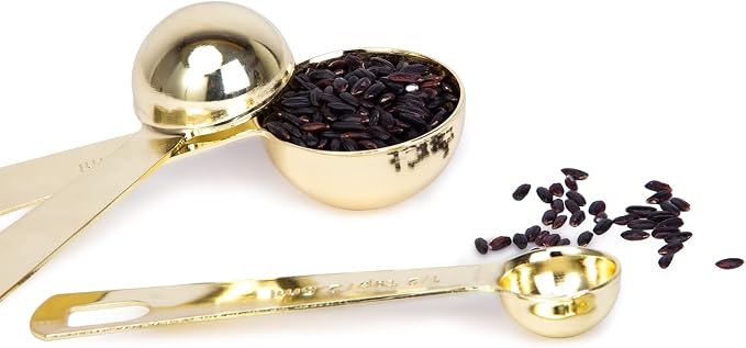 Gold Measuring Spoons, 6 Piece Set, 18/8 Stainless Steel | Heavy Duty, 1/8 tsp, 1/4 tsp, 1/2 tsp, 1 tsp, 1/2 tbsp & 1 tbsp, Measuring Liquid and Dry Ingredients, For Cooking Baking