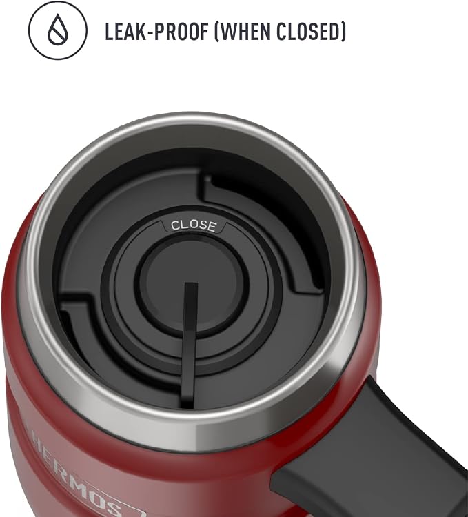 THERMOS Stainless King Vacuum-Insulated Travel Mug with Handle - 16oz, Rustic Red, Thermos Tumbler for Hot/Cold Drinks, Leak-Proof & Sweat-Proof Stainless Steel Coffee Mug with Lid (Pack of 4)