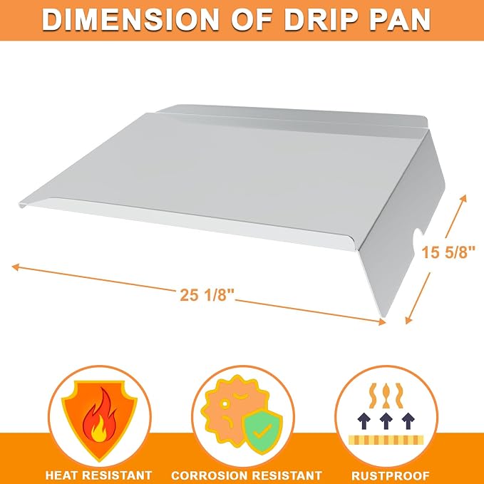 Drip Pan for Z Grills 700 Series Pellet Smoker Grill Parts 7002B 7002E 700C | Heat baffle for z grills 700D 700E,stainless steel grease drip tray Replacement,withstand high heat,easy to install/clean,1PC