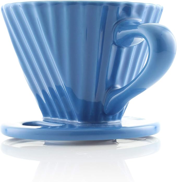 Chantal "Lotus ceramic pour over coffee dripper, 8 ounces (Blue Cove)