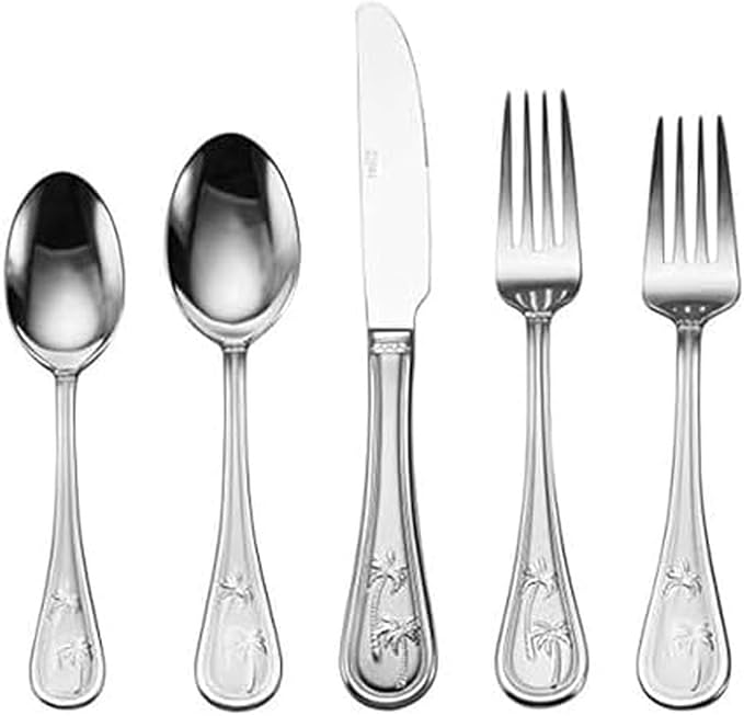 Towle Everyday Palm Breeze Flatware Service for 4, 20 Piece Set, 18/0 Stainless Steel, Silverware Set
