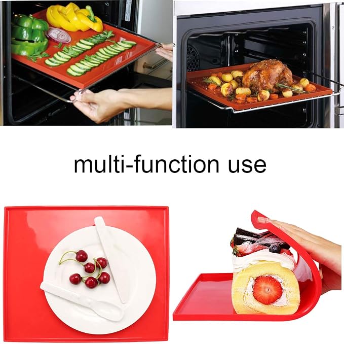 Swiss Roll Cake Mat - Flexible Multipurpose Silicone sheet Nonstick jelly roll pan Baking Tray Pastry Mat Pizza Cookies Mold（set of 2）