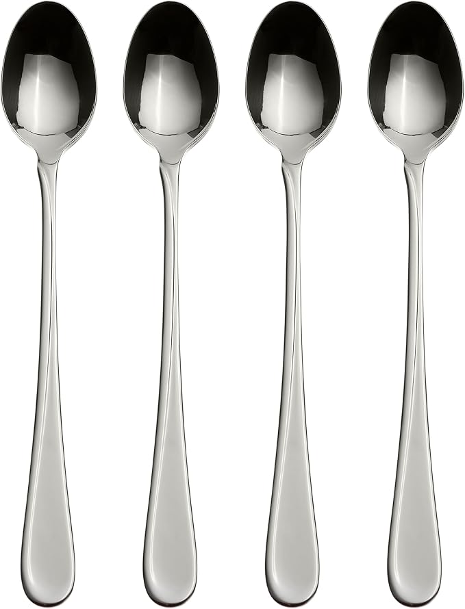 Oneida Flatware Flight, Iced Tea Spoons, Set of 4 | mirror finish | long handle | dishwasher safe, cutlery set for kitchen and dining, utensil set, kitchen essentials