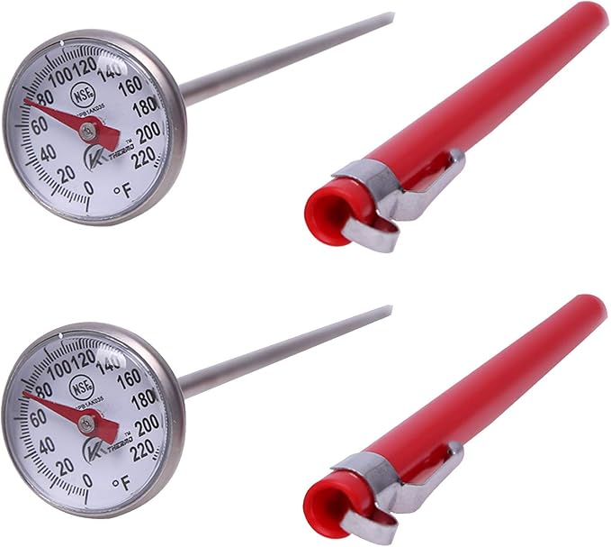 Instant Read 1-Inch Dial Thermometer(2-Pack),Best for The Coffee Drinks,Chocolate Milk Foam