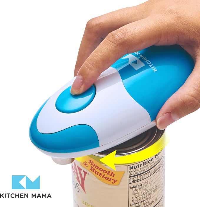 Kitchen Mama Auto Electric Can Opener, Sky Blue | Automatic, Hands Free, Smooth Edge, Food-Safe, Battery Operated