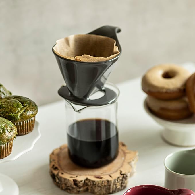 ZERO JAPAN - Bee House Pour Over Coffee Dripper - Ceramic Coffee Maker with Elegant Peek Hole, Drip Cone Brewer Coffee Gifts, Brewing Accessories - Steel Gray, Standard Size