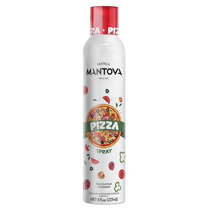 Mantova Pizza Flavored Extra Virgin Olive Oil Spray 8 oz – Infused with Basil, Oregano & Garlic – Perfect for Pizza, Pasta, Grilled Meats, Roasted Veggies & More