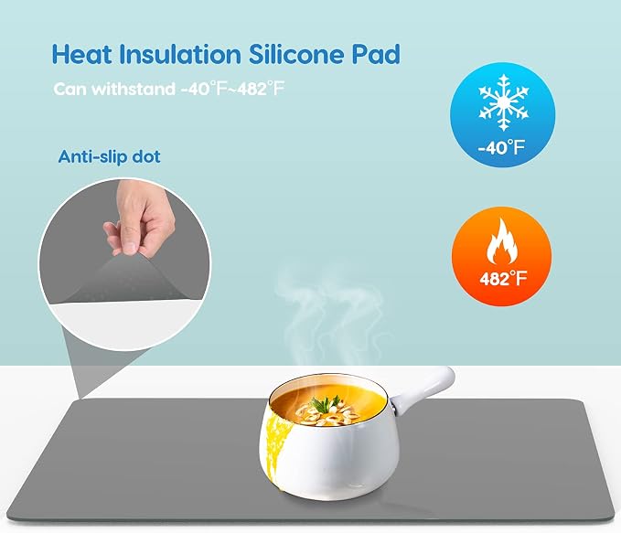 Extra Large Silicone Mat 35.3"x23.5"x0.08", Multipurpose Silicone Mat Thick Heat Resistant Mat Shipped Rolled Up Kitchen Counter Mat Waterproof Silicone Mats for Kitchen Counter Dark Gray | Extra Large, Heat Resistant, Waterproof, Nonslip, Multipurpose...