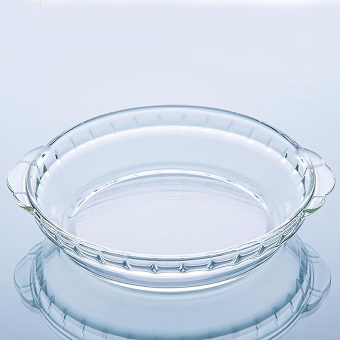 7" Glass Pie Pan for Baking with Handles Easy Grab 2PCS Round Pie Baking Dishes for Apple Pie Pumpkin Pie Salads Desserts Serving Plates