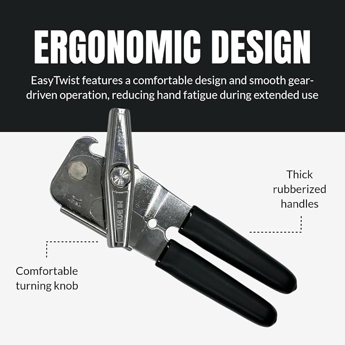 B53 EasyTwist Heavy-Duty Swing Away Can Opener, Carbon Steel Cutting Blade