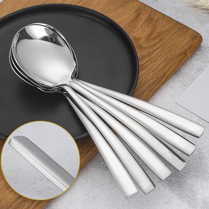 Serving Spoons Set Stainless Steel 9.14 Inch Serving Utensils for Buffet Catering Dishwasher Safe(6-pieces, Silver)