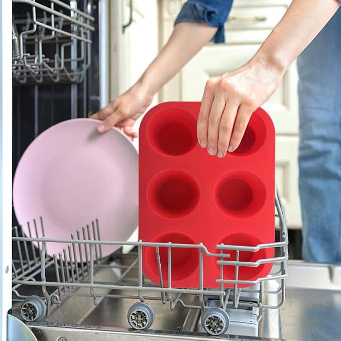 Silicone Muffin Pans,6 Cup Large Silicone Cupcake Pans 2Pack | 2.48inch Regular Size Nonstick Cupcake Egg Bites Molds for Baking,BPA Free Silicone Muffin Tray, Dishwasher Saf e ﻿