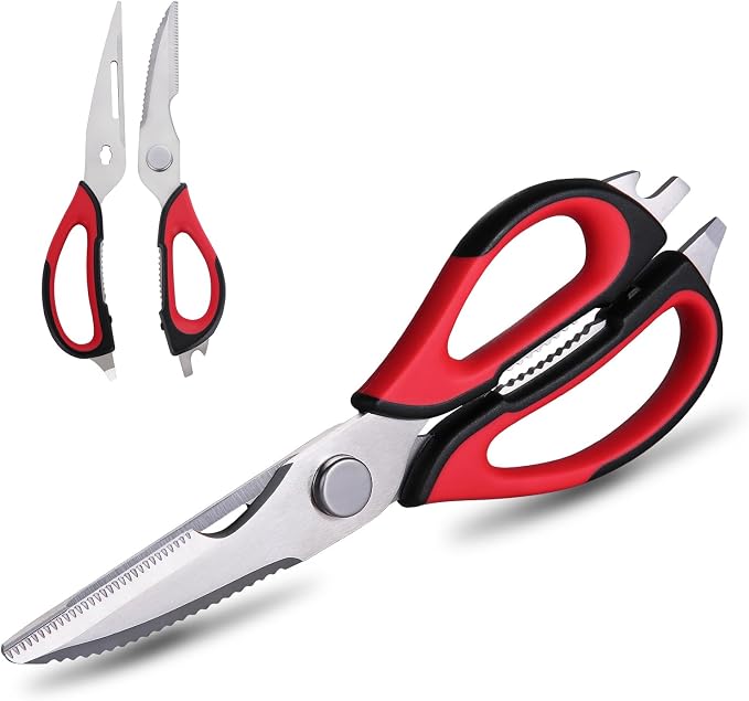 Come Apart Kitchen Scissors for Food, All Purpose Kitchen Shears (Red) | Easy to Clean, Detachable Blade, Comfort Grip, Multi Functional Cooking Scissors for Meat, Poultry, Fish