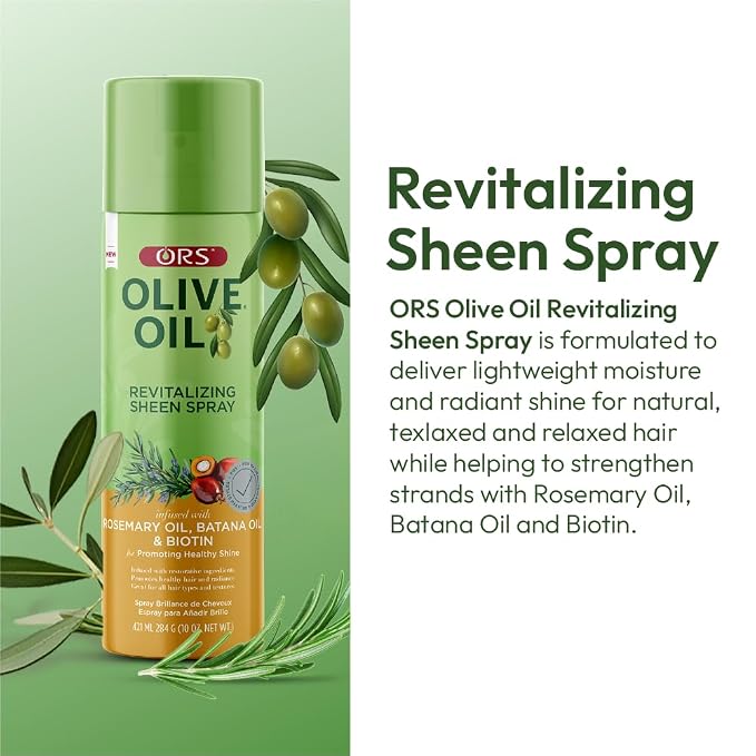 ORS Olive Oil Revitalizing Sheen Spray with Rosemary, Batana & Biotin Oil 10 Ounces (Pack of 3)