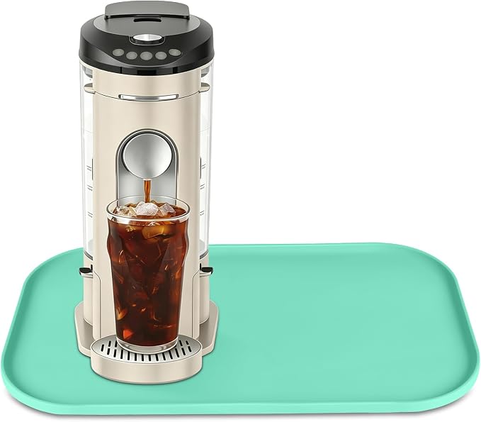 Silicone Coffee Maker Mat with Lip for Countertops 17.4''x10.6'' Mint Green | Multi leak-proof coffee tray for countertop, non-slip silicone mat fits most coffee makers & espresso machines, wipe-clean