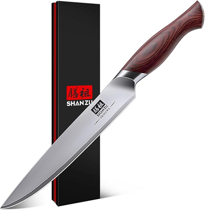 SHAN ZU 6 In Chef Knife,10Cr15MoV High Carbon Stainless Steel Kitchen Knife | Japanese Multipurpose Ultra Sharp Kitchen Utility Knife with Ergonomic Pakkawood Handle