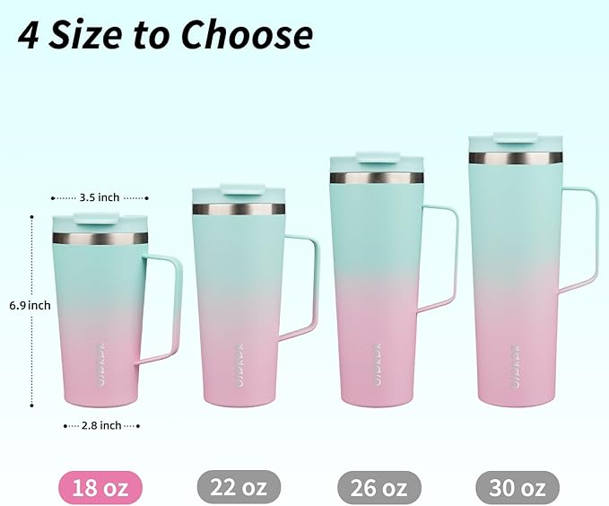 BJPKPK 18oz Insulated Tumbler with Handle, Lid & Straw, Stainless Steel | Double Wall Vacuum Insulated Coffee Travel Mug - Keeps Cold & Hot, BPA Free, Cupholder Fit for Office, Gym & Travel