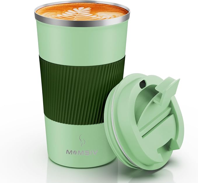 MOMSIV 17oz Travel Coffee Mug, Insulated Coffee Cup with Leakproof Lid | 6-Hour Heat Retention, 360°Leak proof, Vacuum Stainless Steel Double Walled, BPA-free, Reusable And To Go Coffee Mug