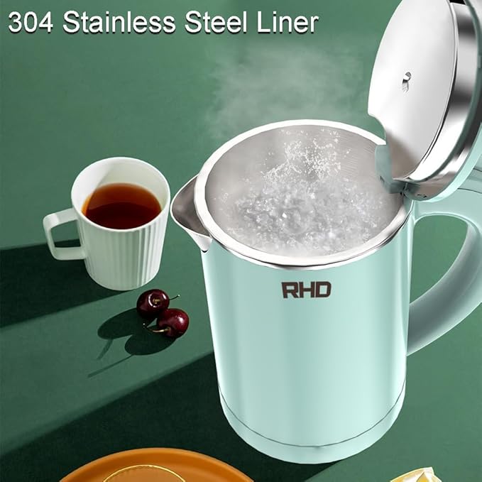 RHD 0.5L Small Portable Electric Kettle, 600W Stainless Steel Travel Kettle | Auto Shut-Off, Boil-Dry Protection, 304 BPA-Free Hot Water Boiler, Fast Boiling for Travel, Office, Dorm, Camping, Tea,Coffee
