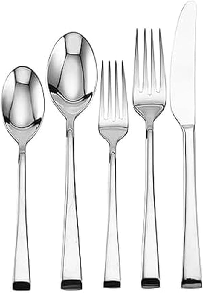 Mikasa Rockford 20-Piece Flatware Set, Service for 4, Forged 18/0 Stainless Steel Silverware with Modern Square-Cut Design, Dishwasher Safe Cutlery Set