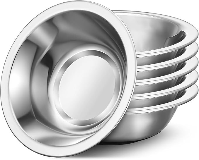 304(18/8) Stainless Steel Mixing Bowls for Kitchen, 6 Pack 7.8" 28.89 fl.oz Metal Mixing Bowls Set Stackable for Baking Serving Cooking Food Prep Storage Dishwasher Safe Heavy Duty