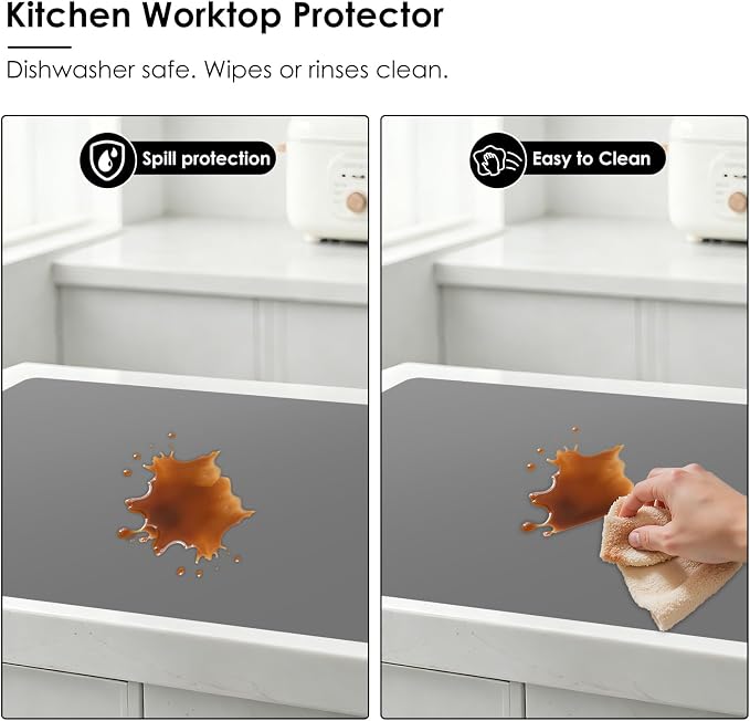 Extra Large Silicone Mat for Kitchen Worktop Protector, Thickened Nonstick Heat Resistant Countertop Mat, Nonskid Placemat, Craft Mat, Table Mat (Grey, 23.6"x31.5")