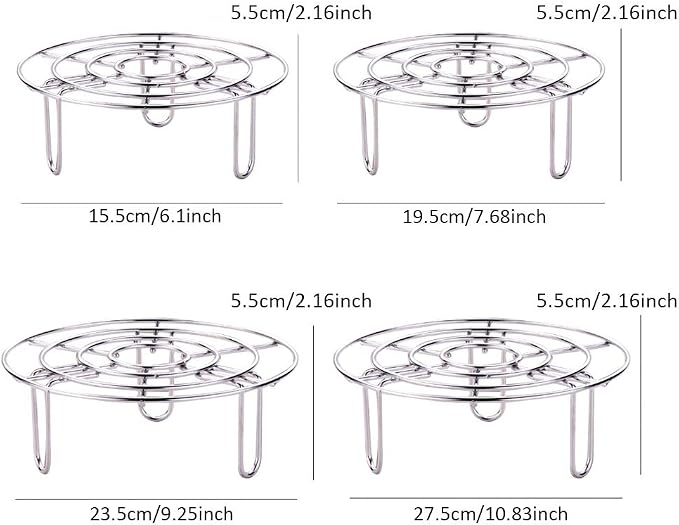 2Pcs Steam Rack, Heavy Duty Steaming Rack Stand, Stainless Steel Round Steamer Cooling Rack Trivet, Pot Steamer Insert Food Stand, Steaming Cookware Accessories(Size:15.5cm/6.1in)